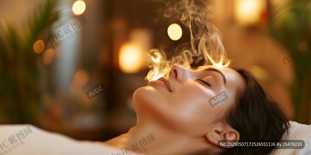 女子享受頭部香薰理療
