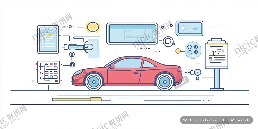 紅色跑車與智能設(shè)備展示