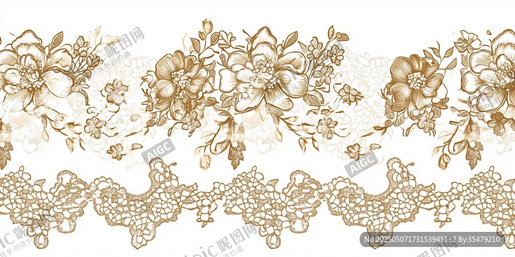 金色花卉蕾絲花邊圖案