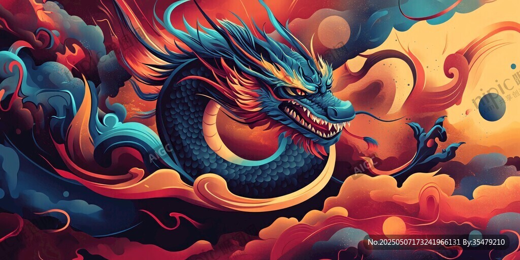 奇幻神龍騰云駕霧圖