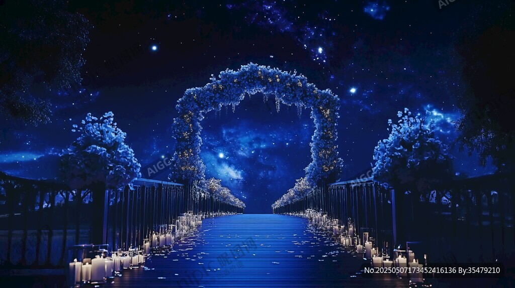 夢幻星空下的浪漫婚禮通道