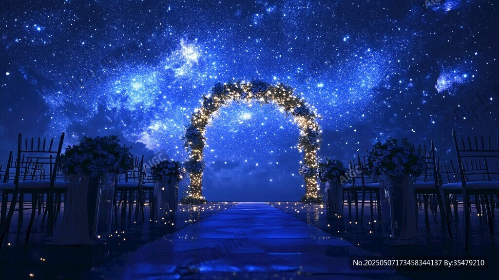 夢(mèng)幻星空下的浪漫婚禮通道