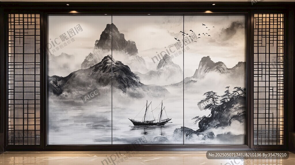 中式山水屏風(fēng) 意境悠遠(yuǎn)