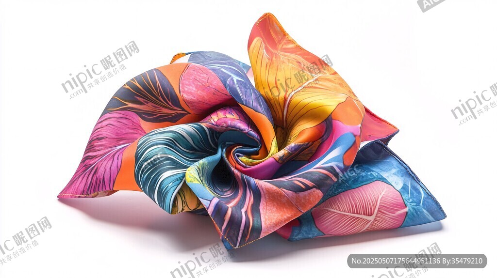 多彩印花絲巾優(yōu)雅造型