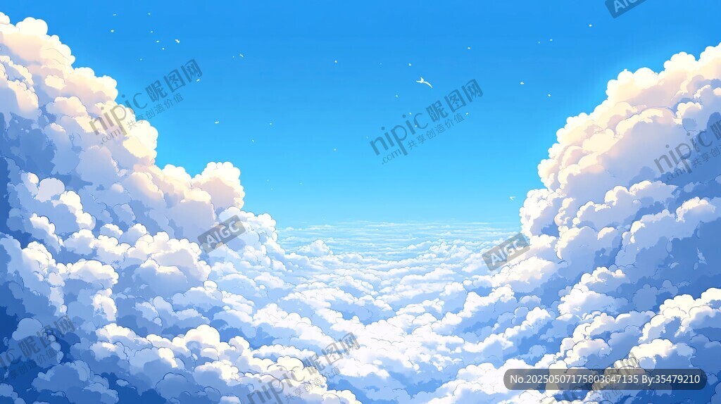夢幻云端的藍(lán)色天空景象
