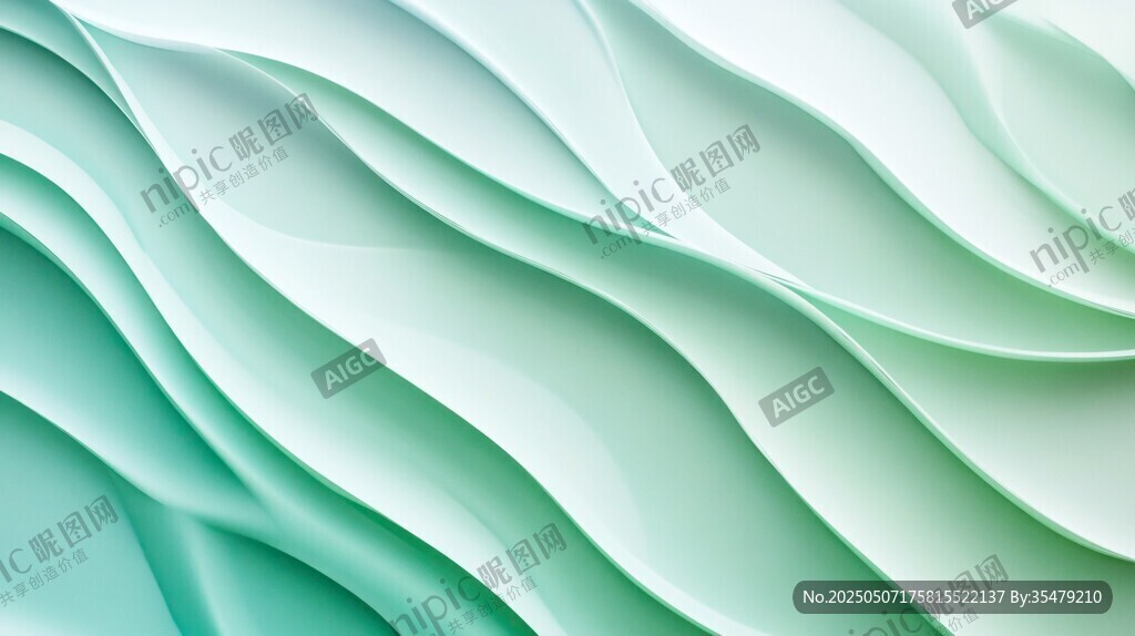 淡綠波浪紋理抽象背景圖