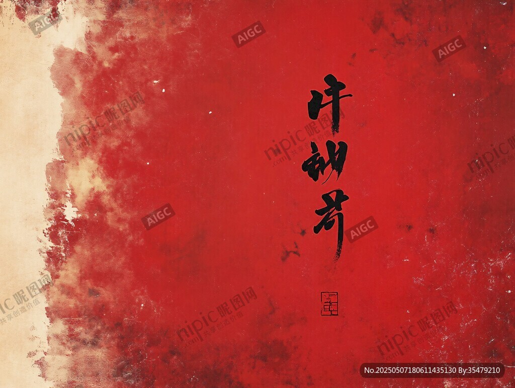 紅底水墨風(fēng) 許淵沖字樣