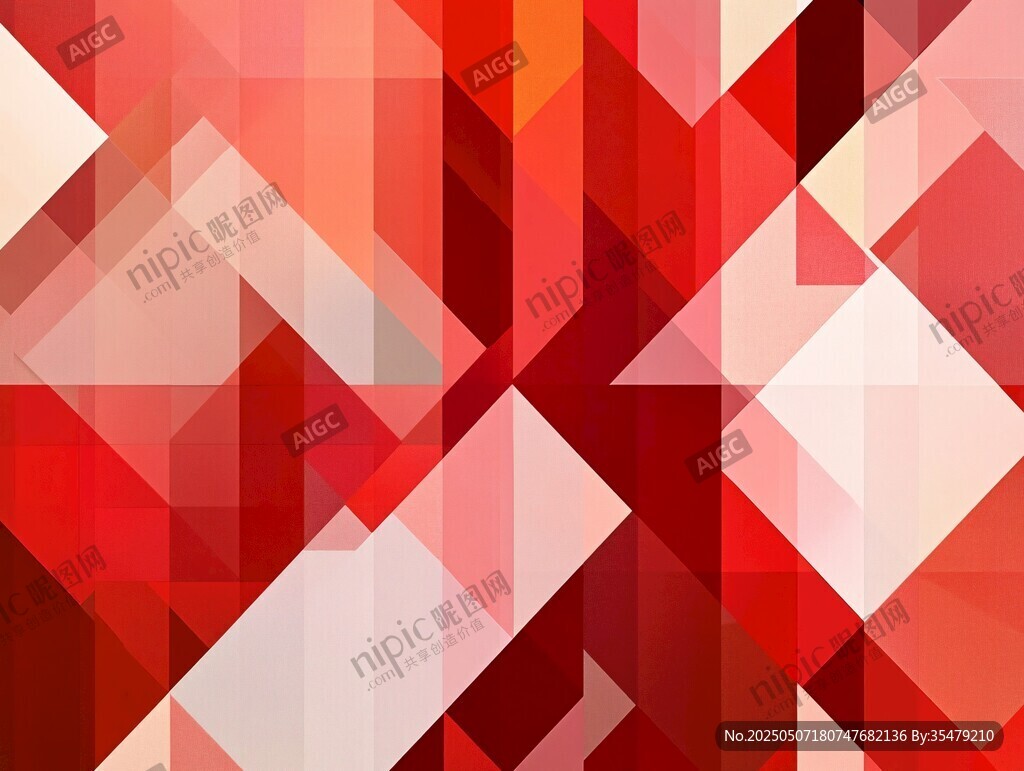 紅色幾何拼接抽象背景圖