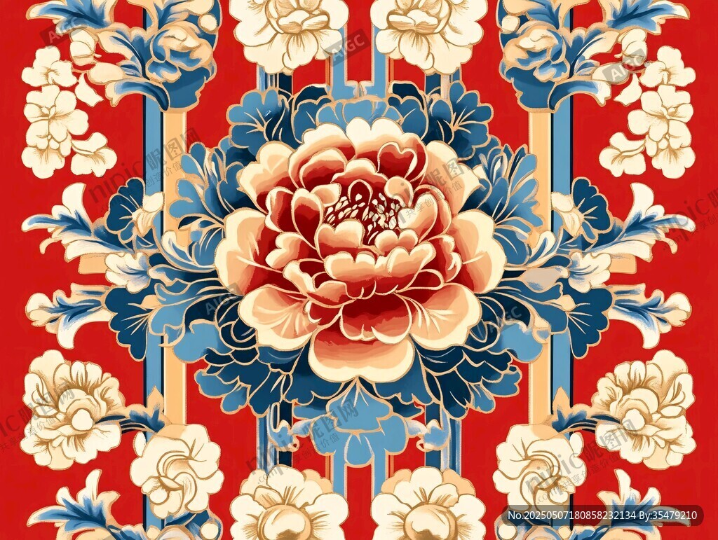 中式牡丹花卉傳統(tǒng)圖案