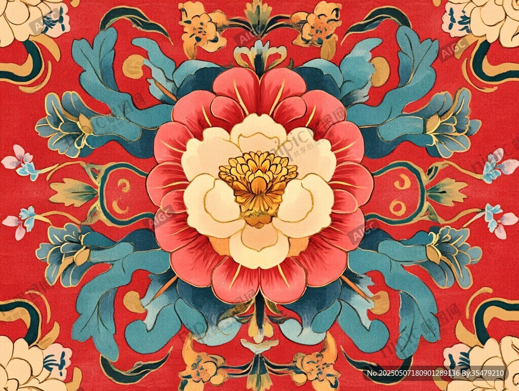 中式傳統花卉圖案紋飾
