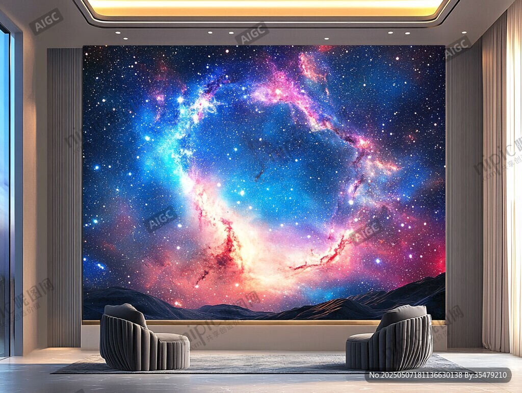 夢幻星空客廳背景墻