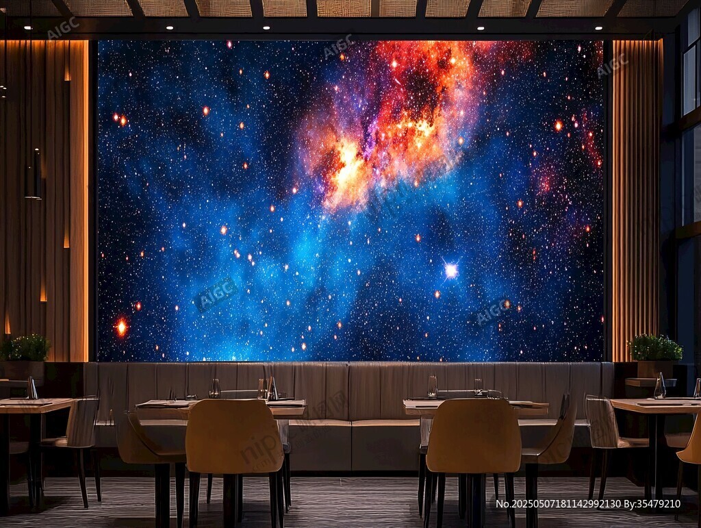 星空主題餐廳背景墻裝飾