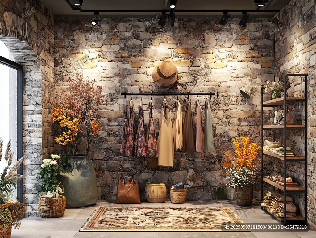 復古風服飾店室內陳列展示