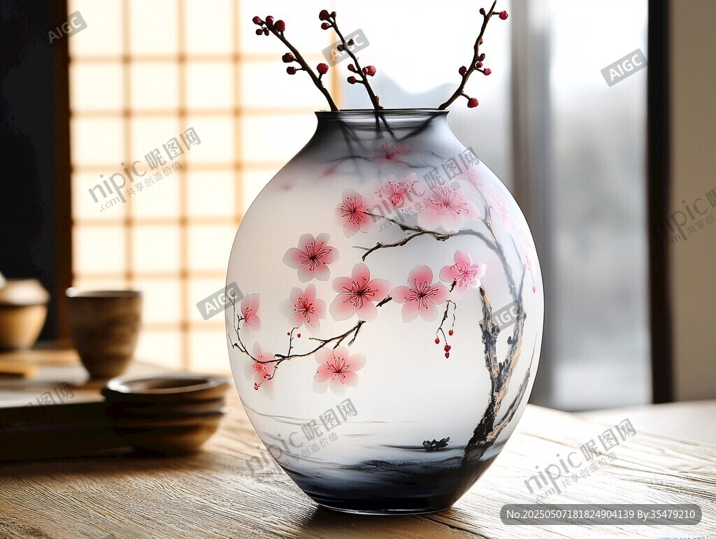 水墨桃花花瓶 中式雅致風