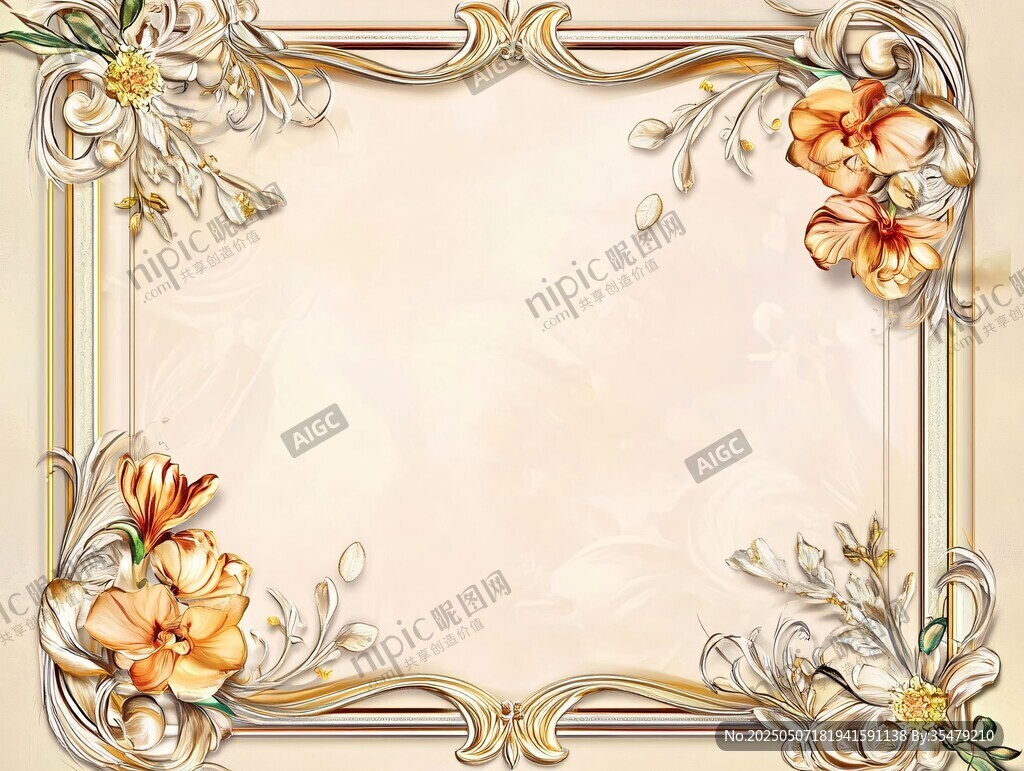 歐式花卉邊框裝飾背景圖