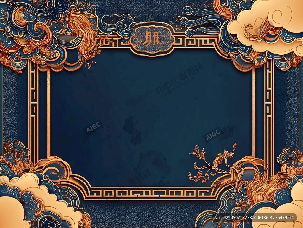 中式古風(fēng)華麗邊框背景圖