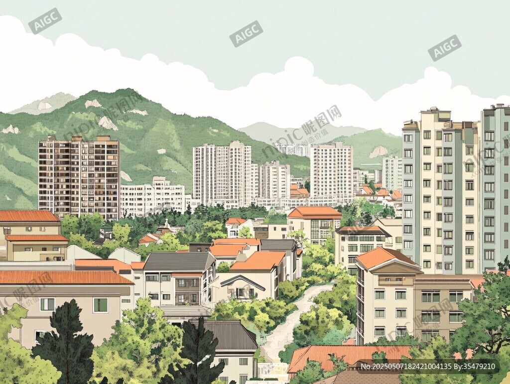 城市與山巒相映的美好景致