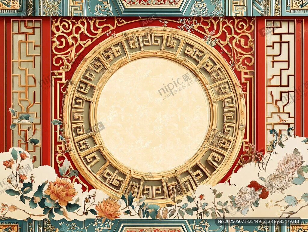 中式古典花紋邊框裝飾圖
