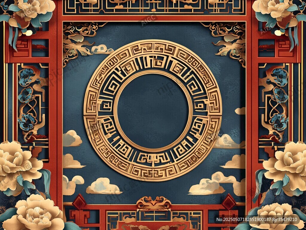 中式古典花紋裝飾藝術畫面