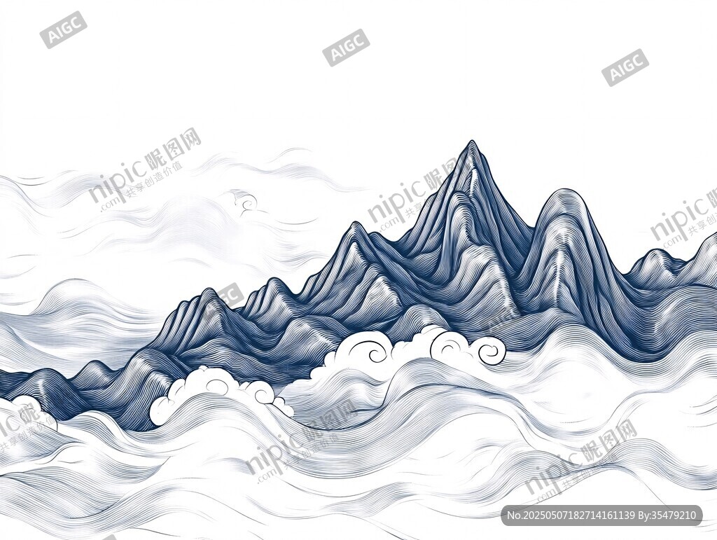 水墨山海間 云浪繞奇峰