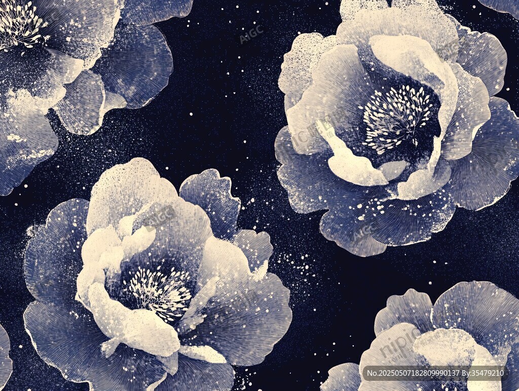 水墨花卉圖案背景紋理