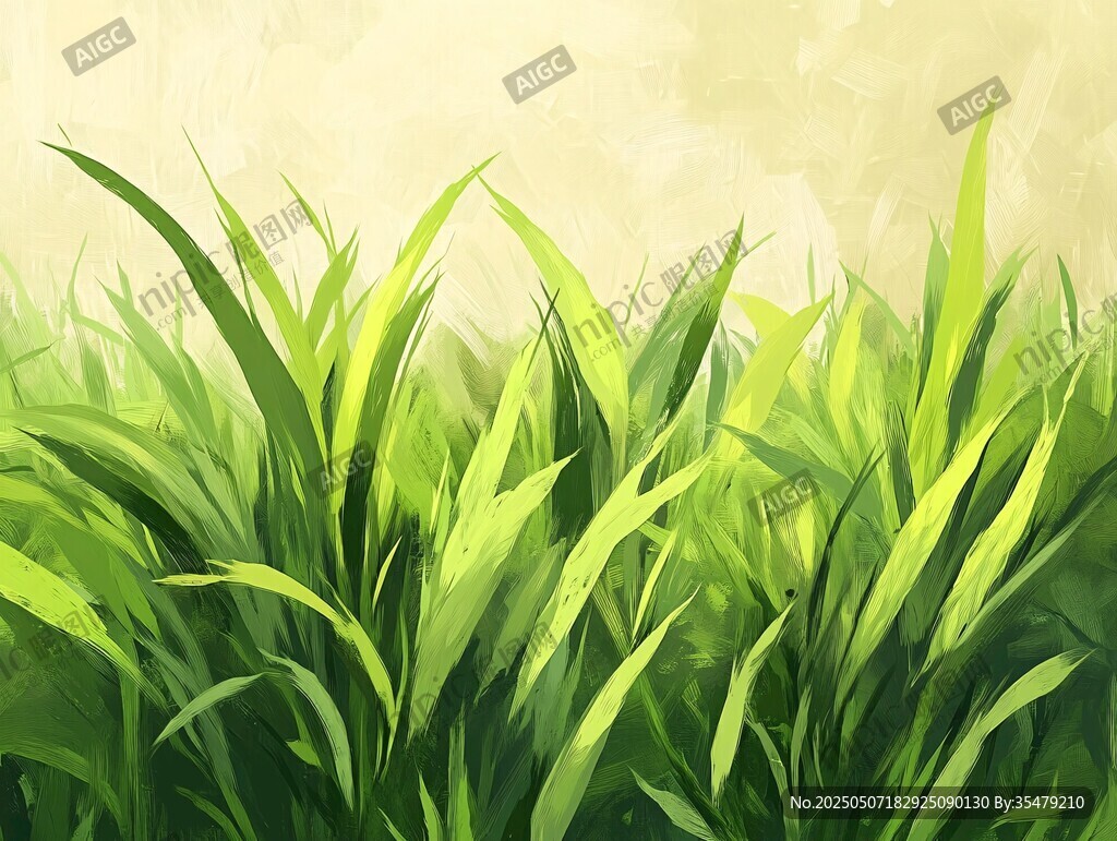 翠綠青草的清新自然圖景