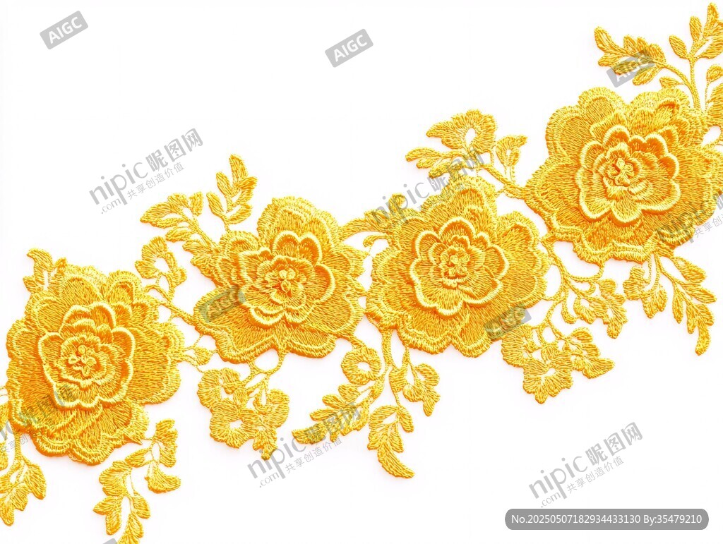 金色花朵刺繡花邊