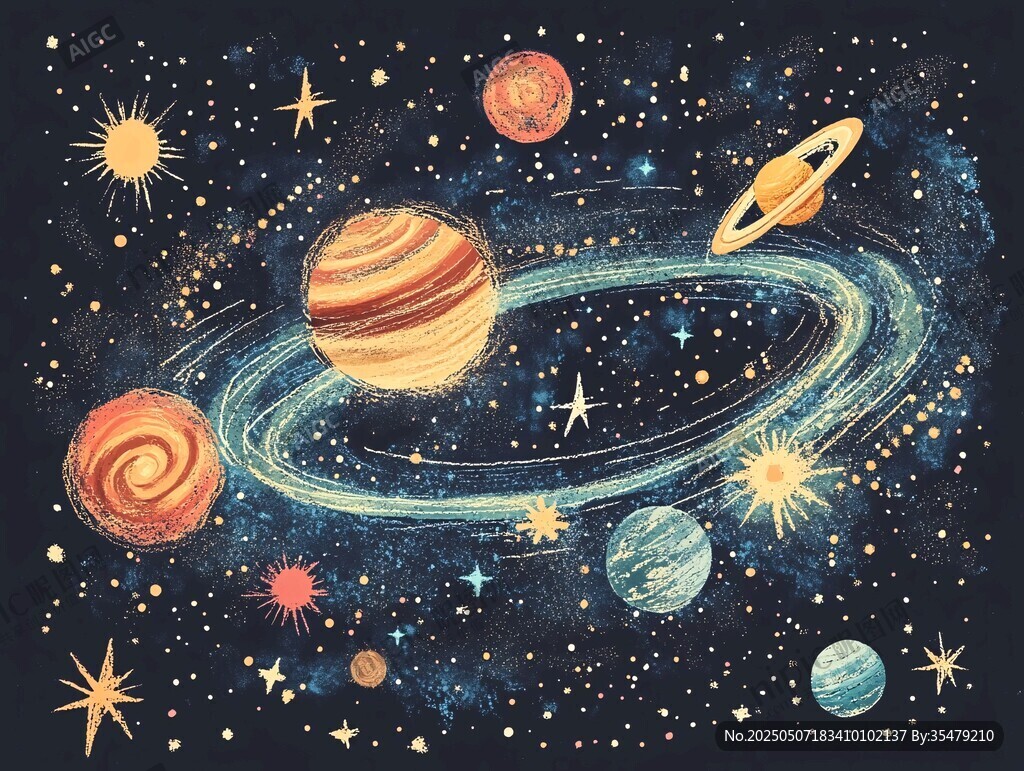 夢幻星空下的璀璨行星