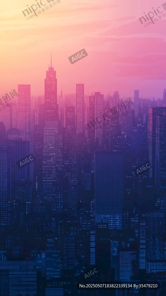 黃昏下的繁華都市天際線