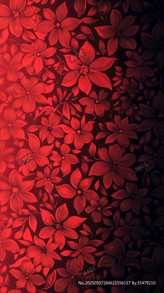 紅色花卉圖案背景紋理