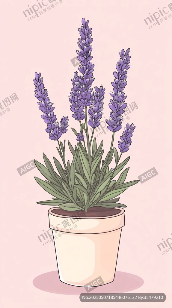 盆栽薰衣草插畫