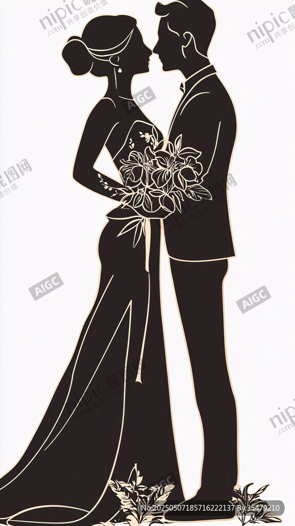 浪漫新婚夫婦剪影