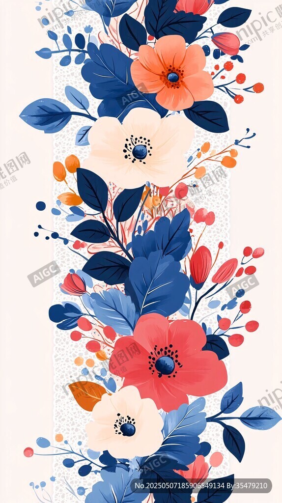 花卉垂直圖案 清新唯美風(fēng)