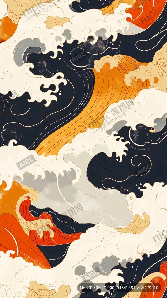 動感絢麗海浪藝術(shù)圖案