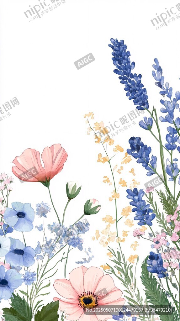 花卉水彩插畫(huà)清新自然風(fēng)