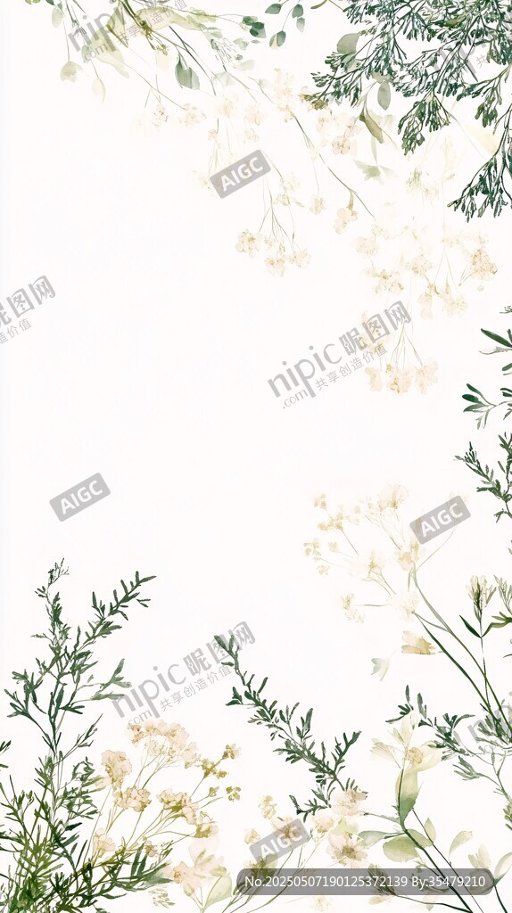 清新植物花卉邊框背景圖