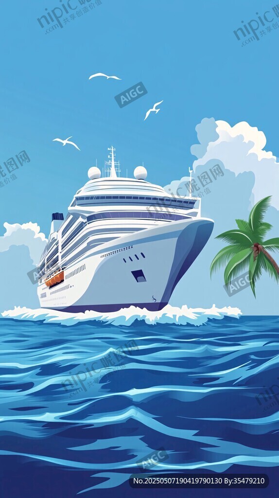 海上郵輪航行美景