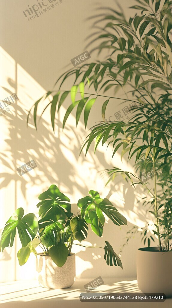陽光中的室內綠植景致