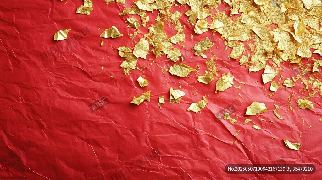 紅底上的細(xì)碎金箔