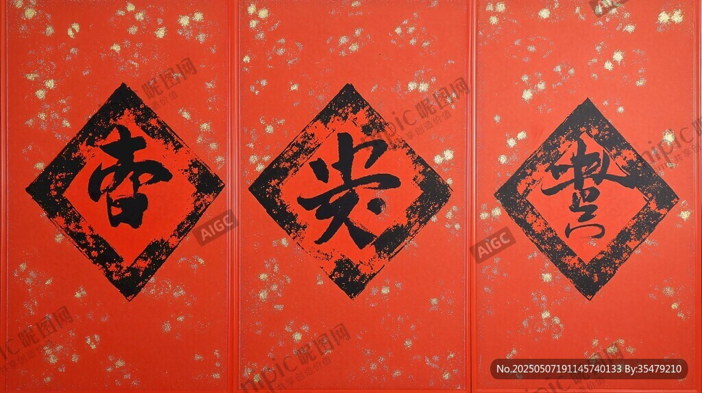 喜慶紅底倒貼福字春聯(lián)