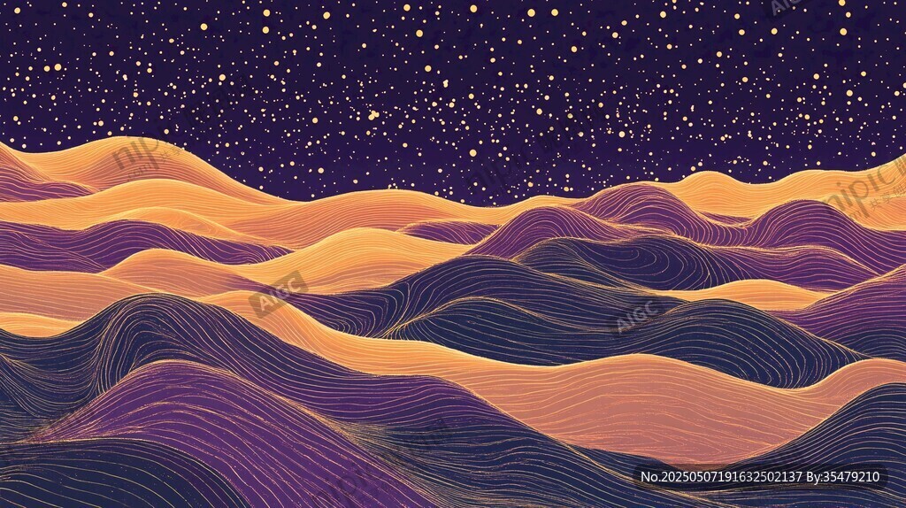 夢幻星空下的起伏沙丘