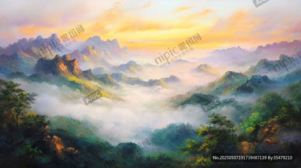 晨曦中的山巒云海奇觀