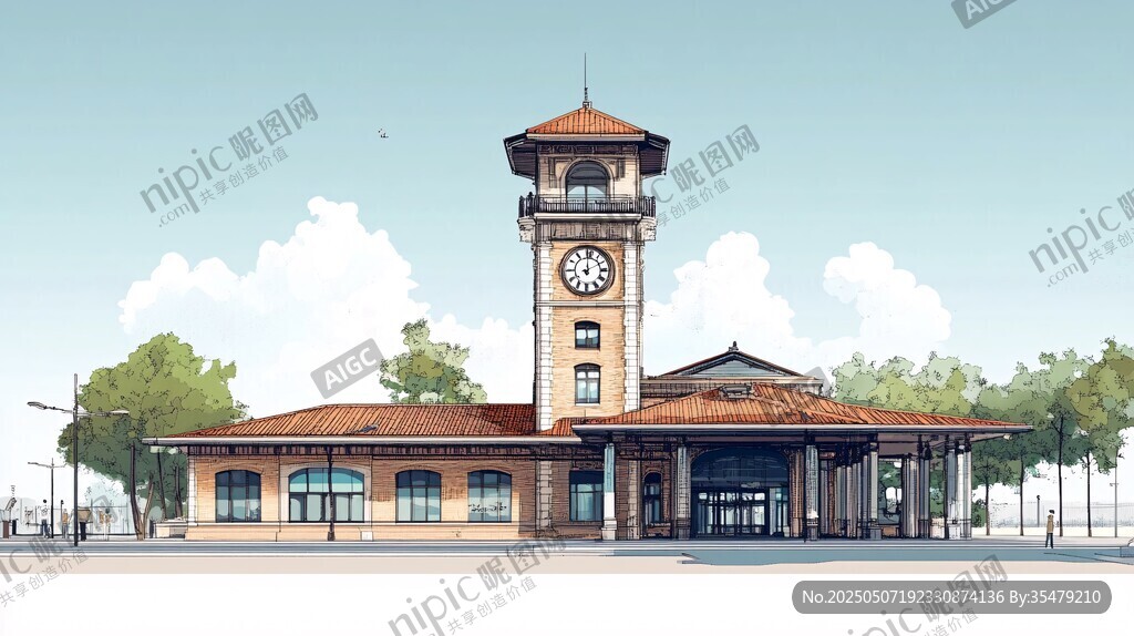 復古鐘樓風格的車站建筑