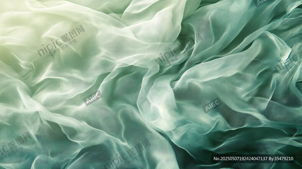 輕柔綠紗 夢幻褶皺紋理