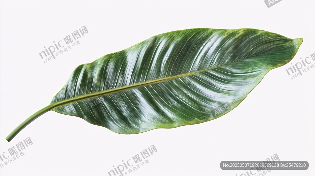 翠綠條紋葉片特寫