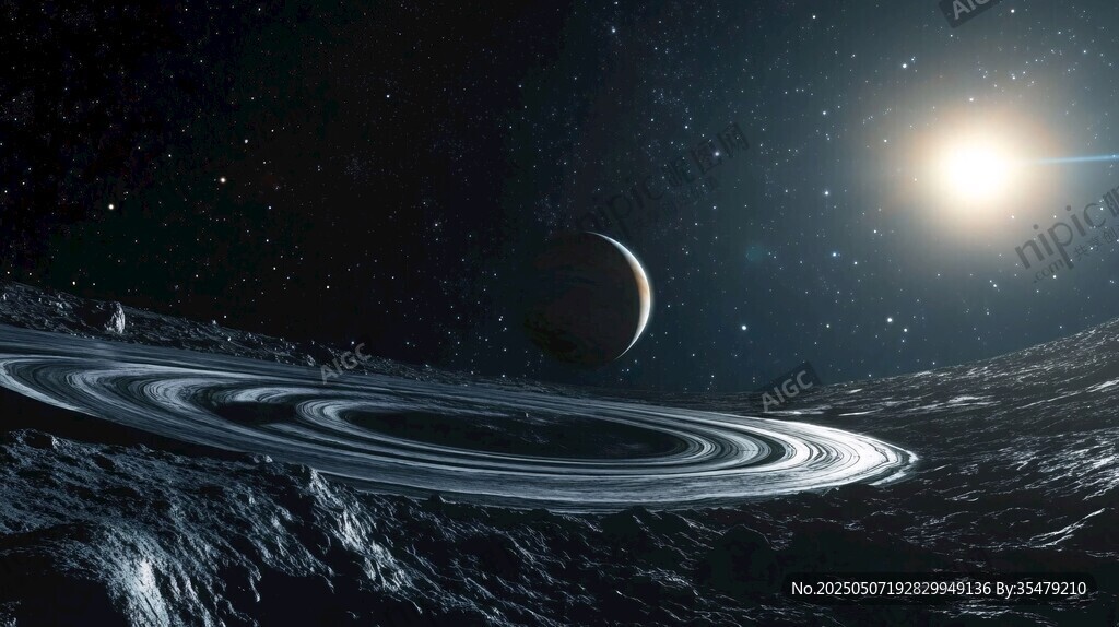 宇宙中的行星與光環(huán)景象