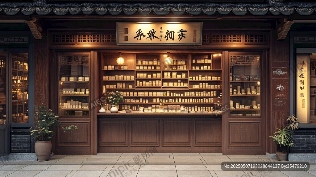 中式古風(fēng)茶葉店雅致外觀