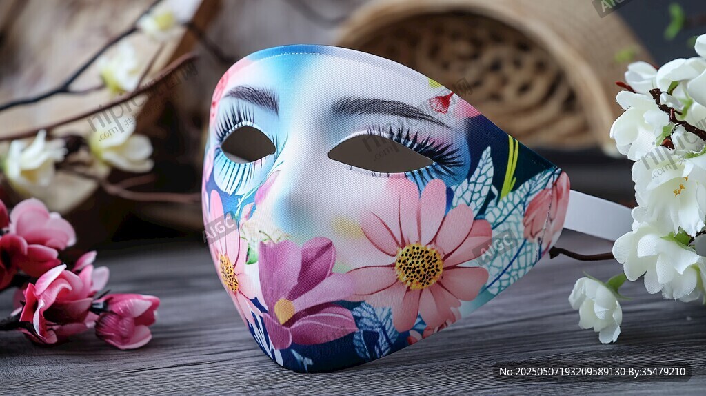 手繪花卉藝術(shù)面具