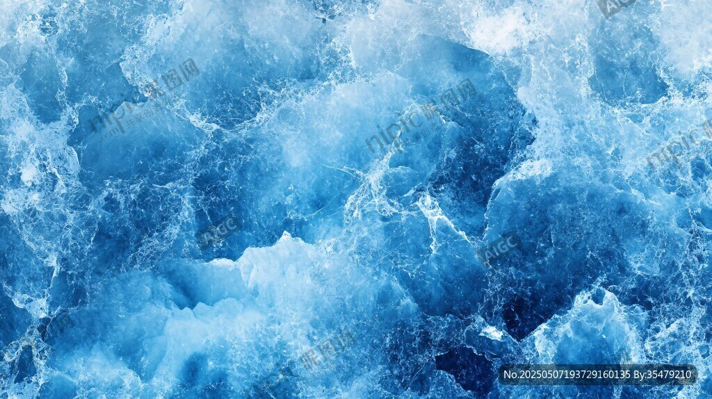 藍色洶涌海浪紋理背景圖