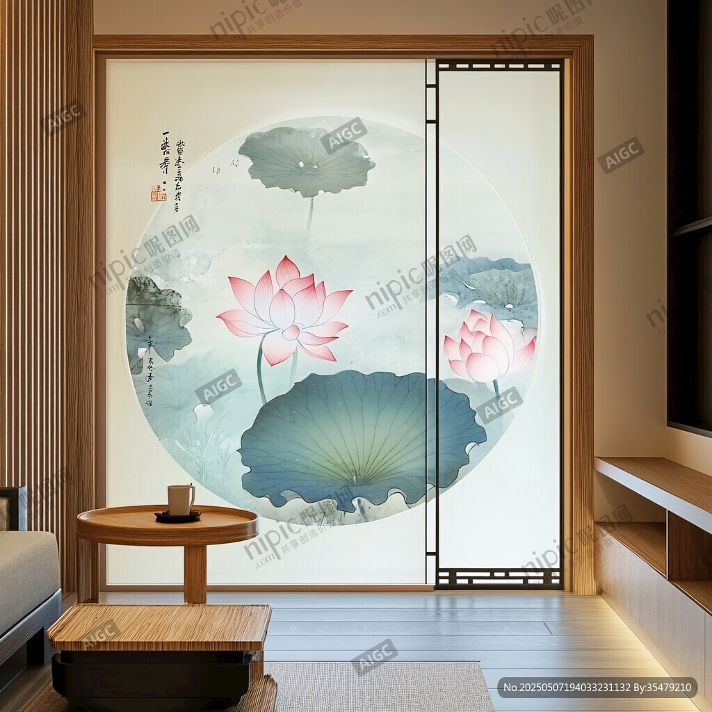 中式荷花屏風(fēng) 雅致家居風(fēng)